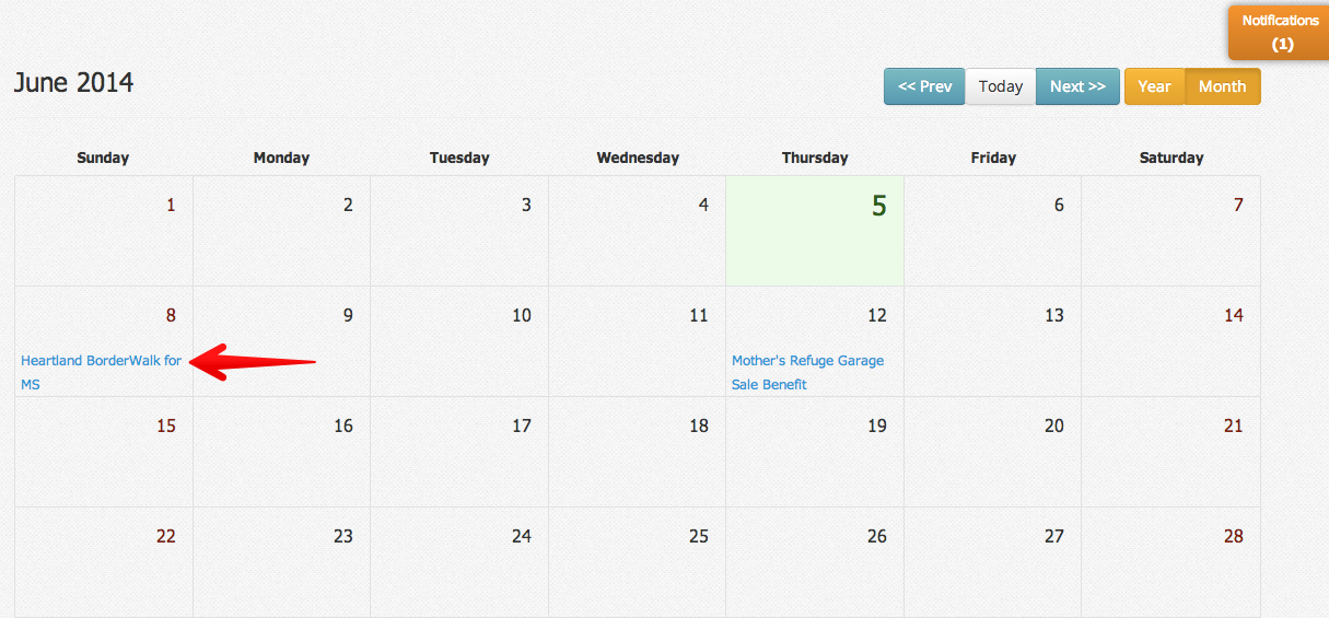 Calendar view of accepted invitaiton Calendar view of accepted invitation