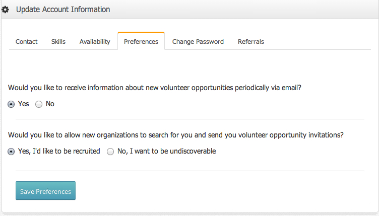 Change preferences Change preferences