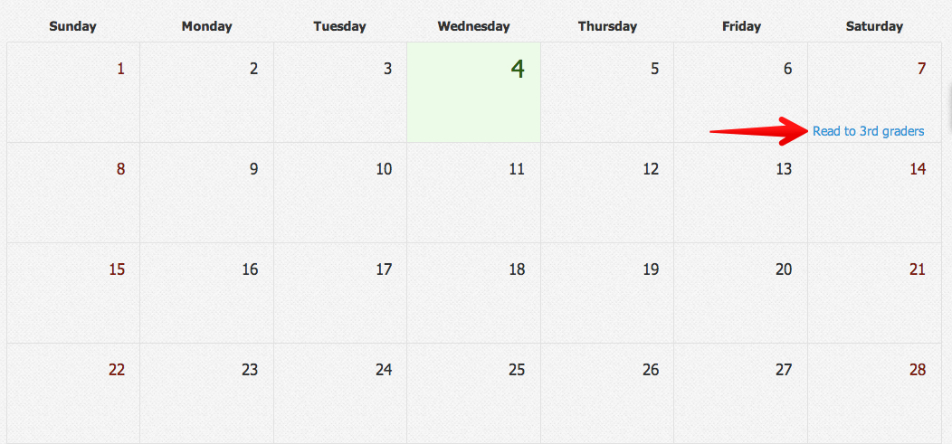 Select event on calendar Select event on calendar