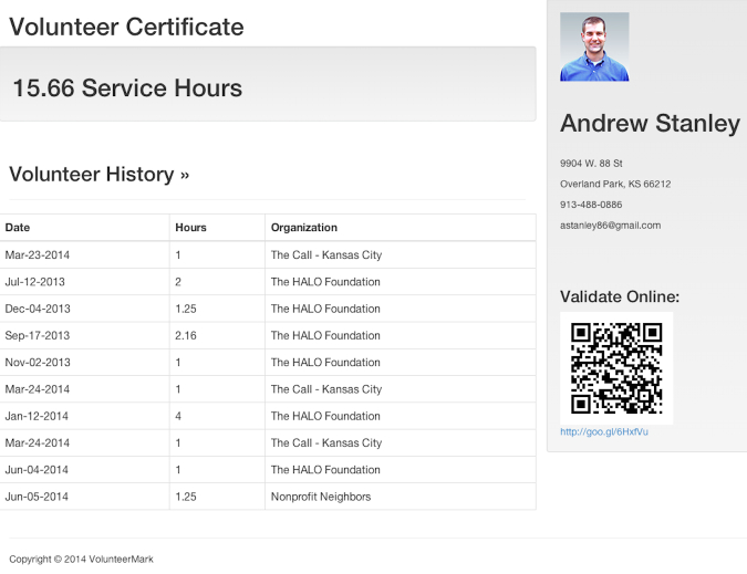 Andrew's service certificate Andrew's service certificate