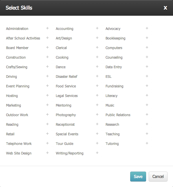 Adding skills to your volunteer profile Adding skills to your volunteer profile