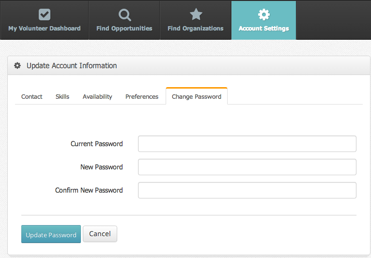 Change your VolunteerMark password Change your VolunteerMark password
