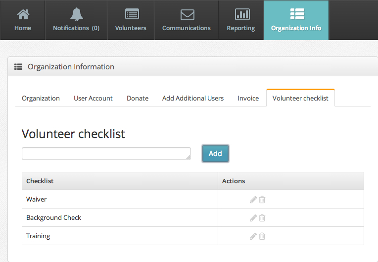 Volunteer checklists Volunteer checklists